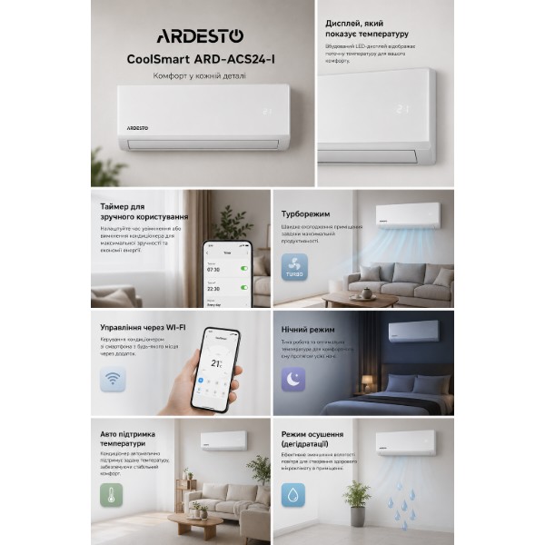 Фото - Кондиционер сплит Ardesto CoolSmart ARD-ACS24-I